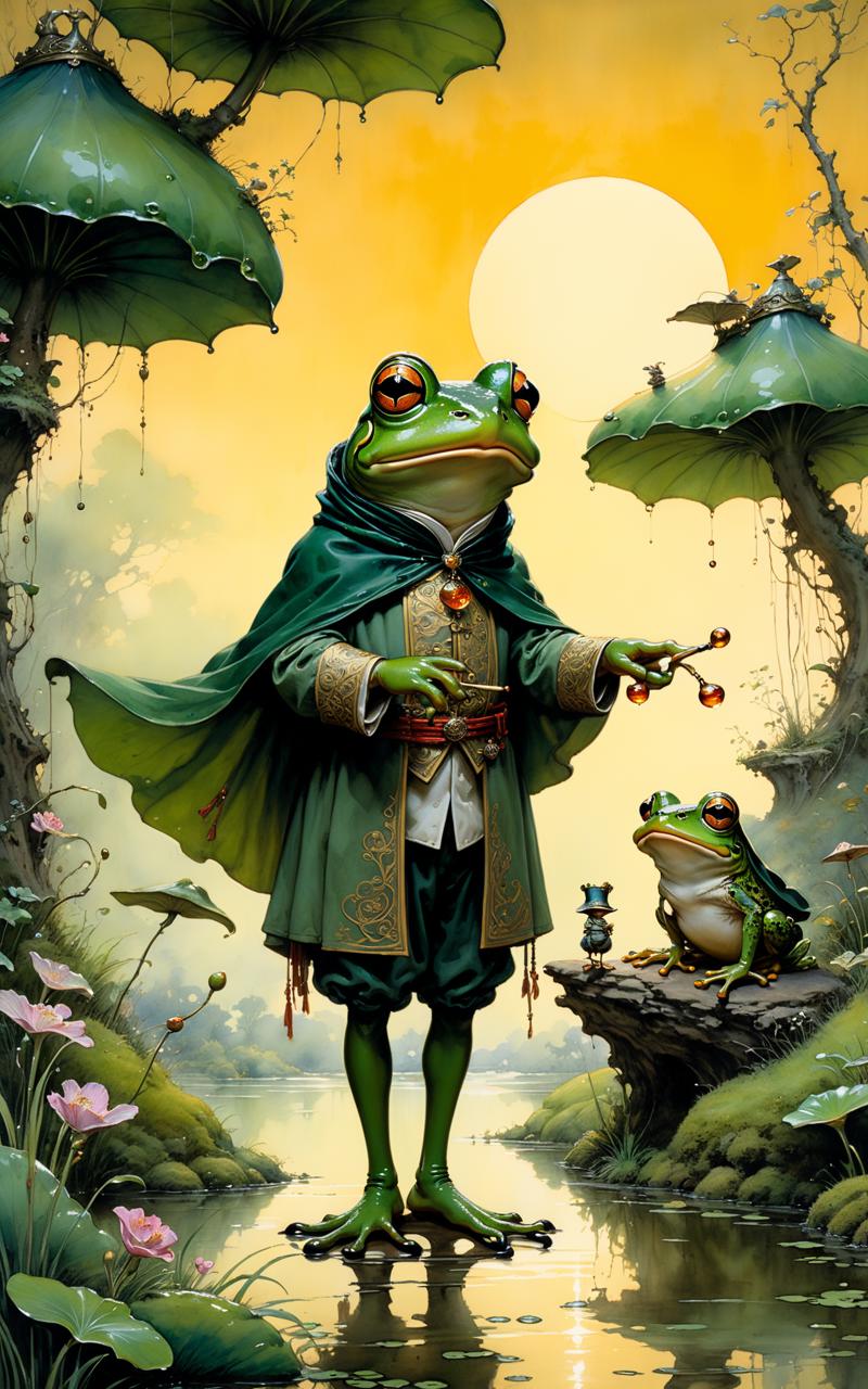 04383-465459735-Whimsical ridicules funny happy prince frog with his girl, a stunningly detailed fluid gouache painting by Jean Baptiste Monge,.png